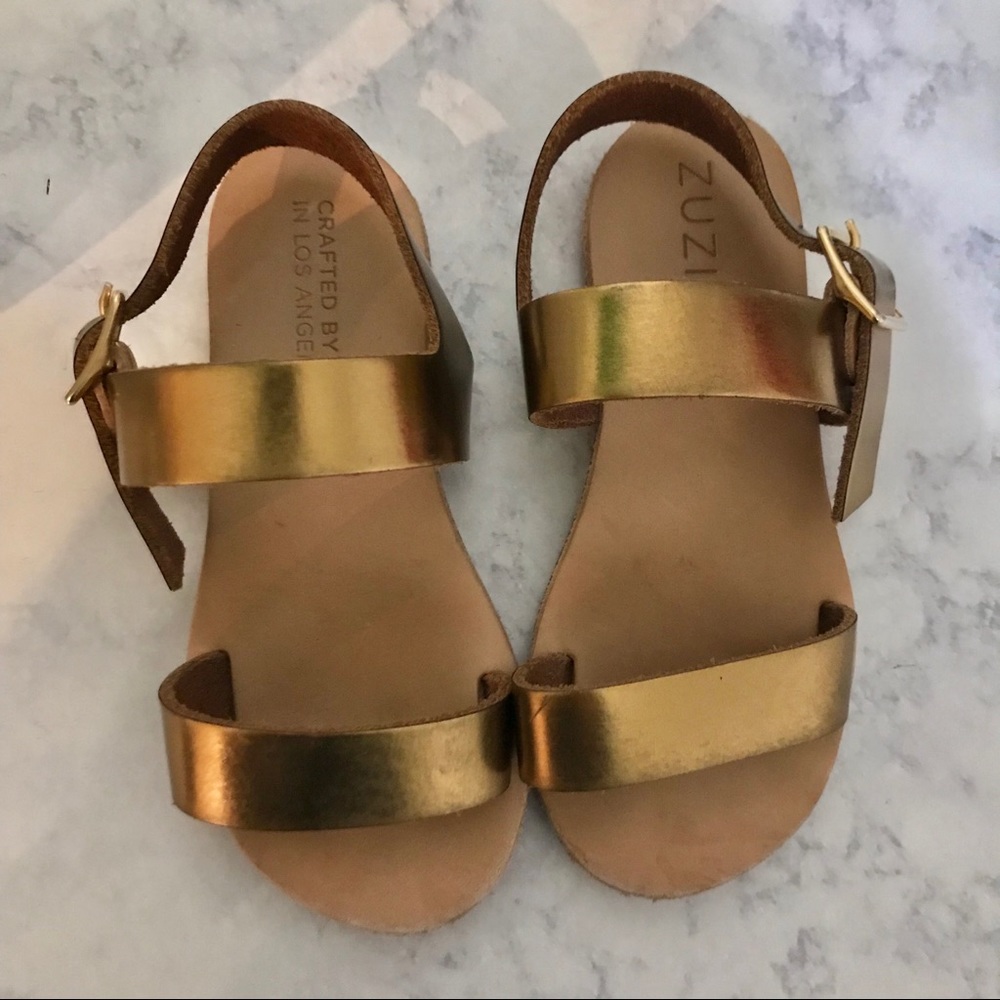 Zuzii Girl’s Strappy Sandals Gold Bronze Sz 8